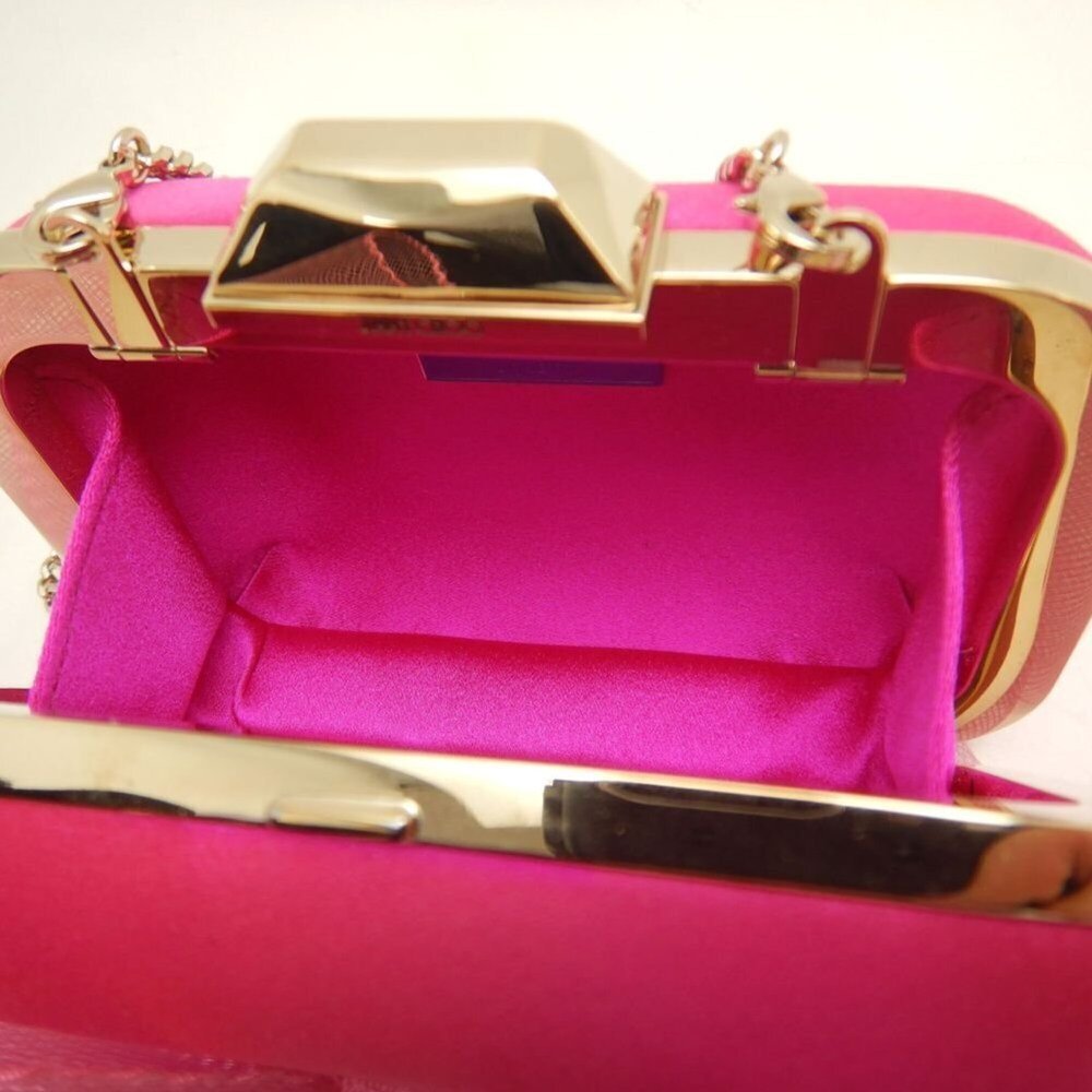 JIMMY CHOO Microcloud Clutch Bag, Chain Clutch, Satin, Pink, Women's, 253758 - Picture 4 of 16